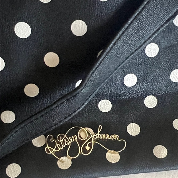 Betsey Johnson Black & White Polka Dot Shoulder Bag with Bow - Picture 2 of 9